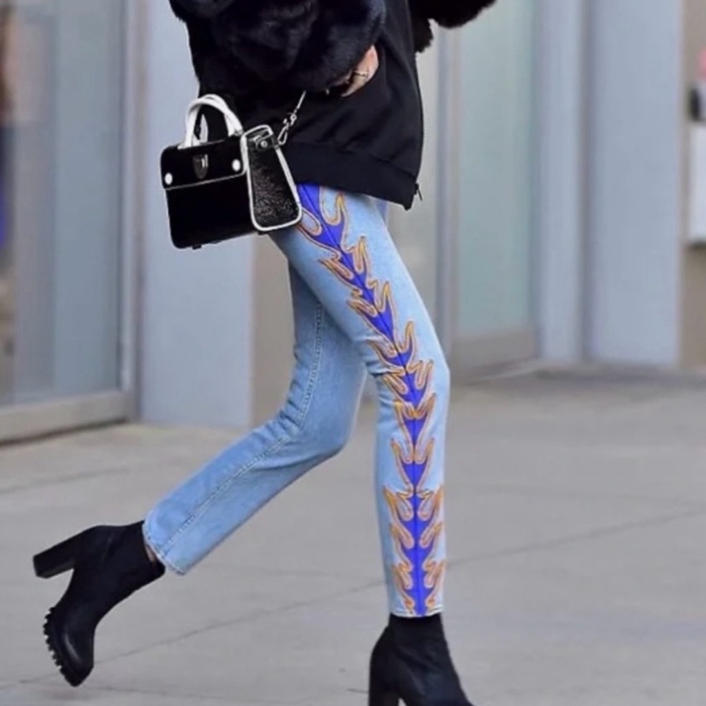 Sandro Paris Embroidered Flame Jeans sz 34. $395